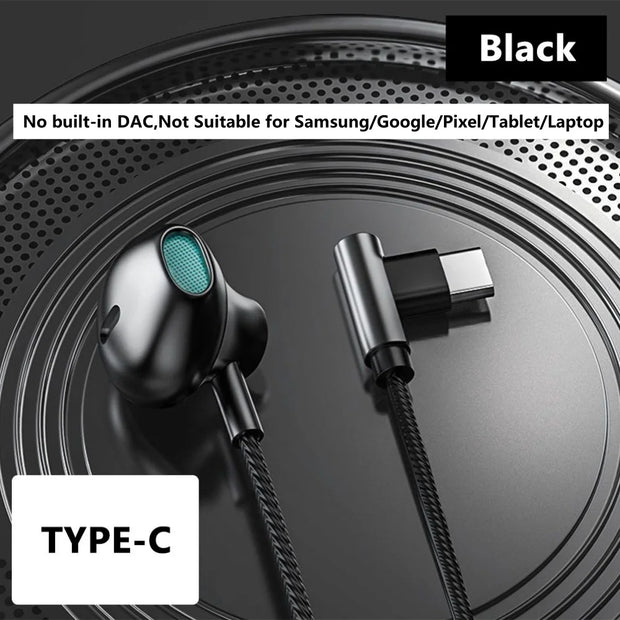 3.5mm/Type-C 90 Degree Elbow Plug Headphones