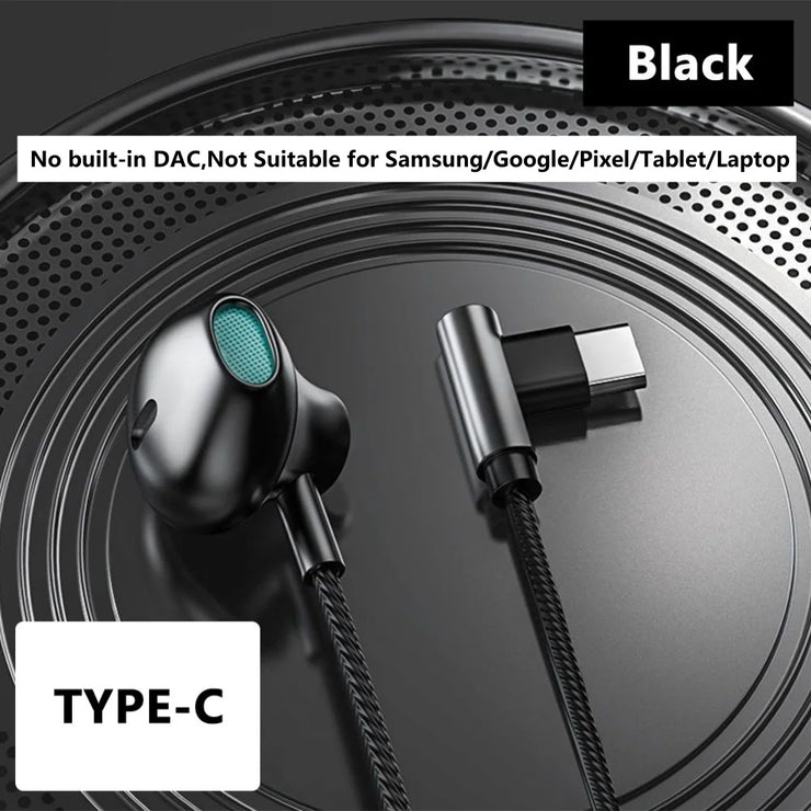 3.5mm/Type-C 90 Degree Elbow Plug Headphones