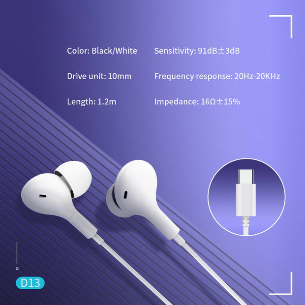 New Type C Jack Wired Headphones