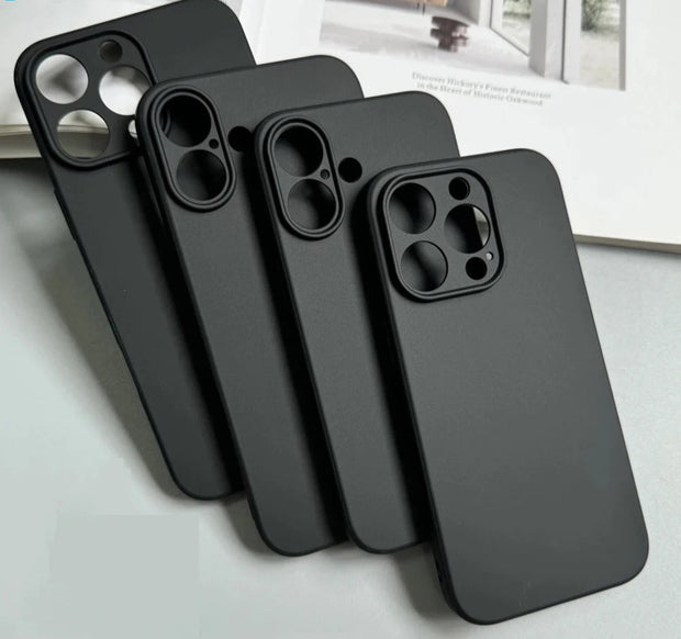 New Luxury Full Black Silicone Matte Phone Case