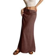 Summer Vacation Women's Summer Maxi Skirt Drawstring Low Waist A Line Casual Skirts Bodycon Long Skirt Beach Women's clothing