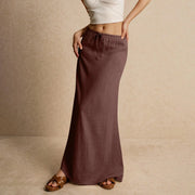 Summer Vacation Women's Summer Maxi Skirt Drawstring Low Waist A Line Casual Skirts Bodycon Long Skirt Beach Women's clothing