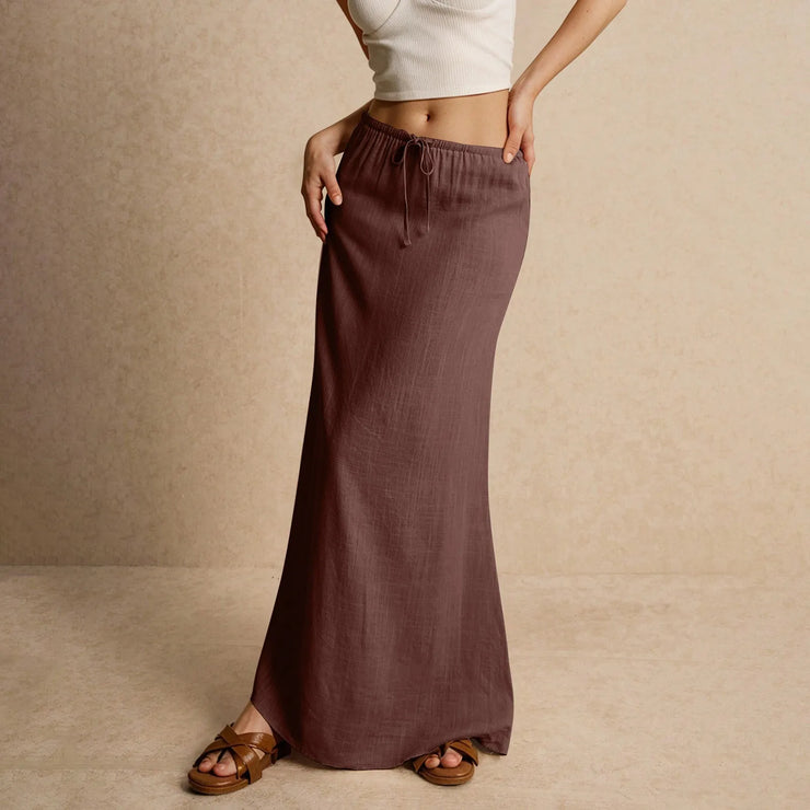 Summer Vacation Women's Summer Maxi Skirt Drawstring Low Waist A Line Casual Skirts Bodycon Long Skirt Beach Women's clothing