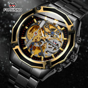 2024 Stainless Steel Skeleton Mechanical Watch Male Automatic Movement Man Wrist Watches Waterproof High End Luxury reloj hombre