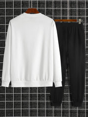 Men's Autumn and Winter Set With Future Print Casual Long Sleeve Pants Two-pieces Suit Comfortable Sportswear Suit Crew Neck
