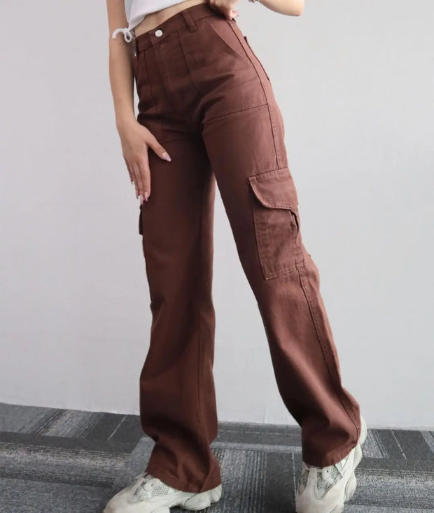 New Y2K Women Vintage Cargo Pants Streetwear Techwear Korean Harajuku Parachute Pants Beige Sweatpants Wide Leg Joggers Trousers