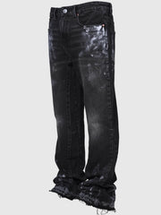 Jeans Men Vintage Straight Pants Mid Waist Stretch Distressed Washed Pockets Button Basics Trousers 2025 Streetwear Denims