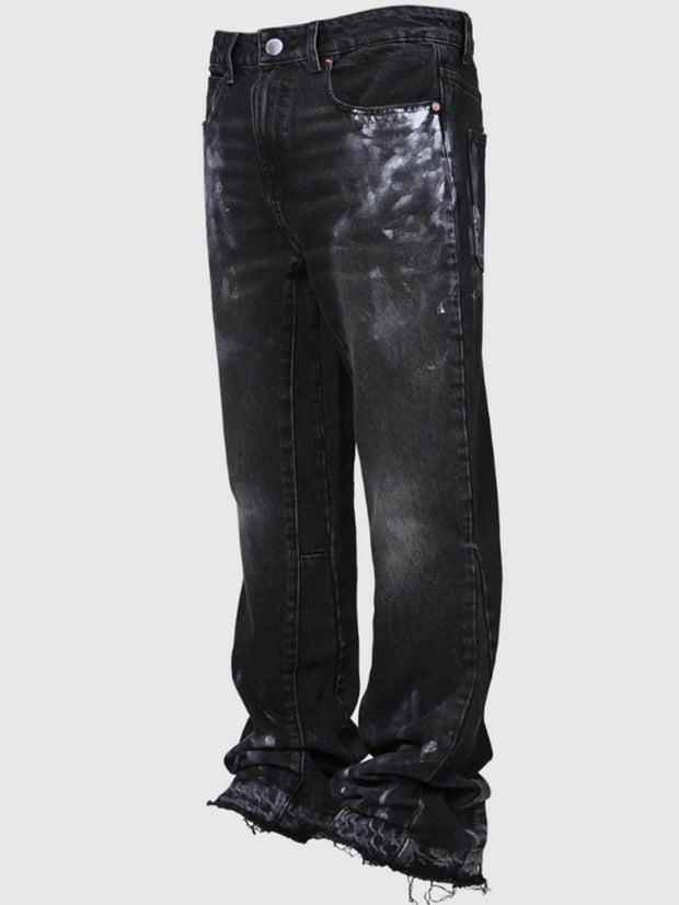 Jeans Men Vintage Straight Pants Mid Waist Stretch Distressed Washed Pockets Button Basics Trousers 2025 Streetwear Denims