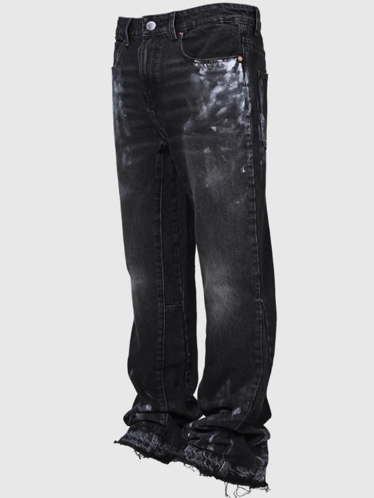 Jeans Men Vintage Straight Pants Mid Waist Stretch Distressed Washed Pockets Button Basics Trousers 2025 Streetwear Denims