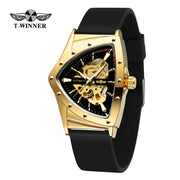 Winner Military Triangle Steel Skeleton Automatic Movement Man Watch Sports Mechanical Watches Luxury Waterproof Silicone Strap