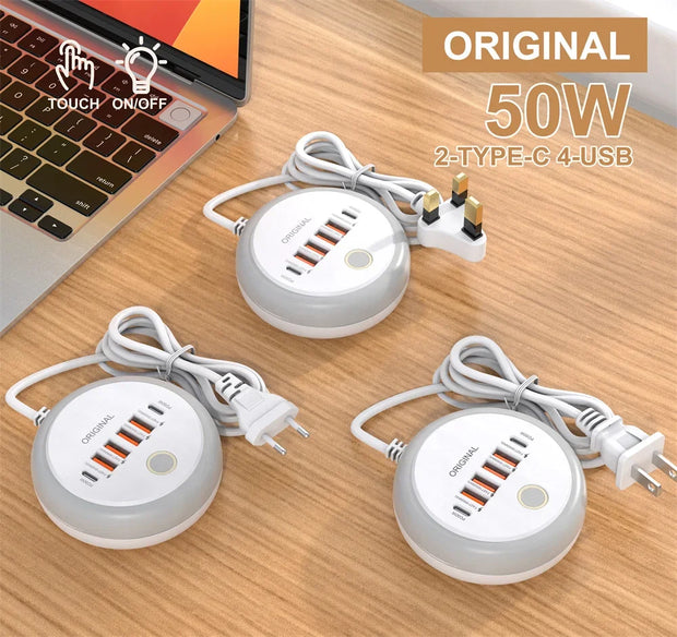 50W Power Strip Multi Port USB C Socket