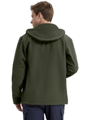 Men's Waterproof Softshell Tactical Jacket Winter Windproof Fleece Hoodie Jacket Outdoor Hiking Skiing Windbreaker Coat
