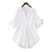 Chic Plus Size Tops For Women Summer Tunic 2023 Fashion Solid Casual Blouse Women White Ladies Top Loose Shirts camisa mujer