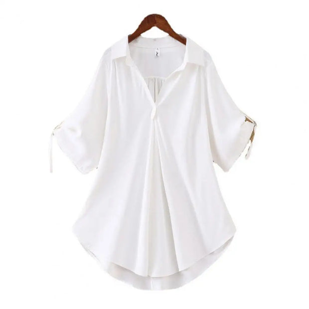 Chic Plus Size Tops For Women Summer Tunic 2023 Fashion Solid Casual Blouse Women White Ladies Top Loose Shirts camisa mujer