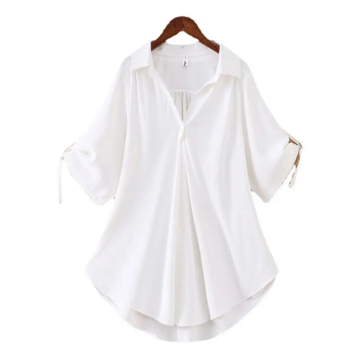 Chic Plus Size Tops For Women Summer Tunic 2023 Fashion Solid Casual Blouse Women White Ladies Top Loose Shirts camisa mujer