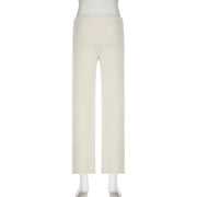 Cuteandpsycho Casual Solid Basic Pants Y2K Chic Floor Length Bottoms Vintage Aesthetic Mid Waist Drawstring Straight Trousers