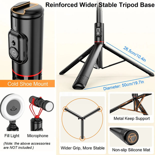 New Portable 72 Inch Selfie Stick Tripod