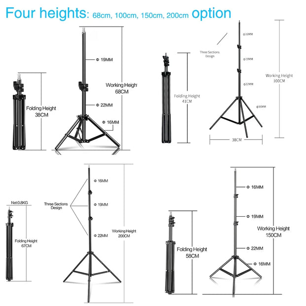 1/4 Screw Head Light Stand Tripod
