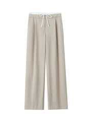 Willshela Women Fashion Solid Lace Up Side Zipper Straight Pants Vintage High Elastic Waist Female Chic Lady Trousers