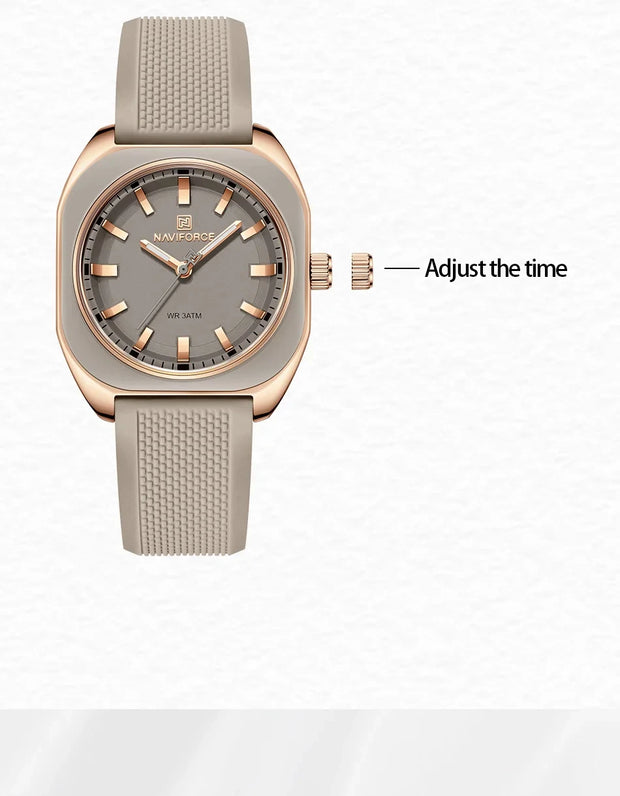 NAVIFORCE Fashion Women's Watch Casual Elegant Simple Polygon Quartz Silicone Watch Gift for Women Wristwatch Relogio Feminino