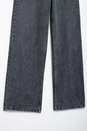 TRAFZA Jeans For Women 2024 Denim Solid Loose Zipper Fly Female Hole Trouser Pockets Wild Basic Commute Woman Wide Leg Long Pant