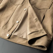 New Spring Autumn Casual Jackets Men Turn Down Collar Slim Fit England Style Deerskin Fleece Jacket Male Vintage Outwear Coats