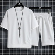 Summer Men's Sports Set  Casual T-Shirt And Shorts Set Male Sports Suit Solid Color Tracksuit Loose Suits Size 3XL