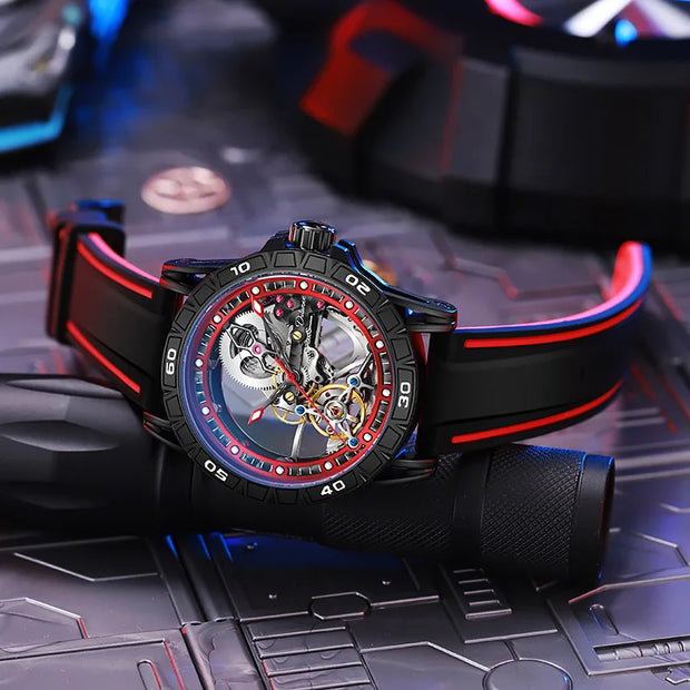 Men's Casual Mechanical Watch Automatic Luxury Brand New Sport Watches Man Hollow Out Fashion Waterproof Business Luminous Clock