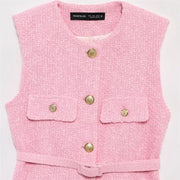Spring Vest Jackets Women's 2025 New Jacket Coat Fashion Slim Belt O-neck Street Joker Youth Coat Vest