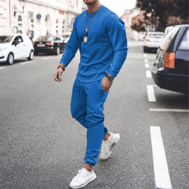 Men's Sets Casual Tracksuit Men Long Sleeve O-Neck T Shirts+Sport Long Pants Suit Casual Men Clothing Mens Joggers Sets Summer