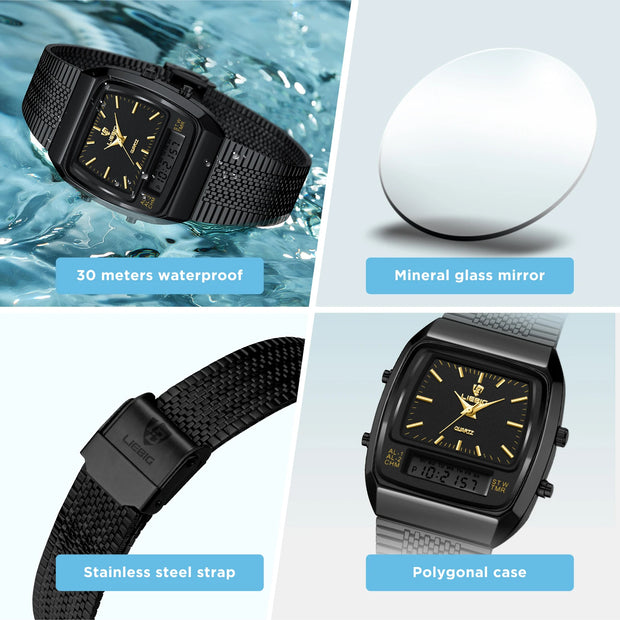 New Fashion Golden Steel Strap Quartz Sport Watch