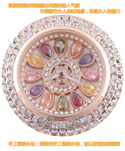 Korean Ladies Watch Colorful Rhinestones Dashi Dial Quartz Watch Casual Leather Ladies Clock Gift Relogio Feminino