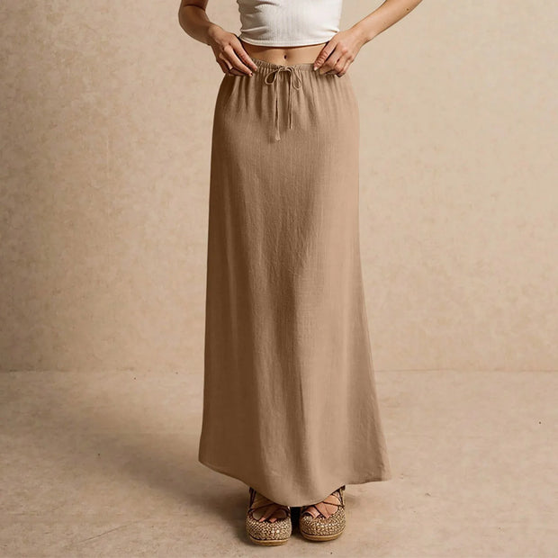 Summer Vacation Women's Summer Maxi Skirt Drawstring Low Waist A Line Casual Skirts Bodycon Long Skirt Beach Women's clothing