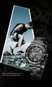 Forsining Official Automatic Mechanical Skeleton Watch Men Stainless Steel Skeleton Luminous Hands Military Business Waterproof