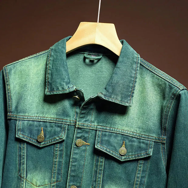 Fashion high-end American casual MEN'S denim jacket High Street trendy brand retro loose large-sized washing workwear top