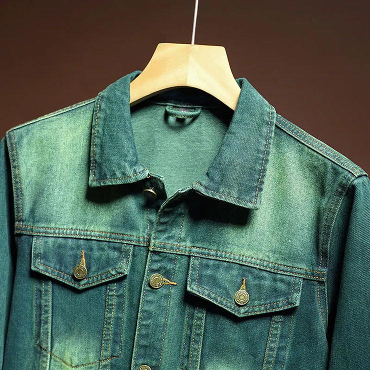 Fashion high-end American casual MEN'S denim jacket High Street trendy brand retro loose large-sized washing workwear top