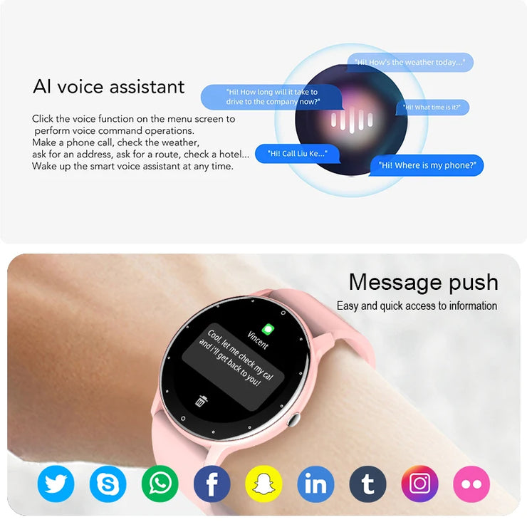 New Waterproof Sleep Monitoring Fitness Sports Smartwatch