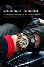 OLEVS 6661 Fully Hollow Automatic Man Watch Fashion Leather Strap Waterproof Luminous Hand Clock Men's Mechanical Wristwatches