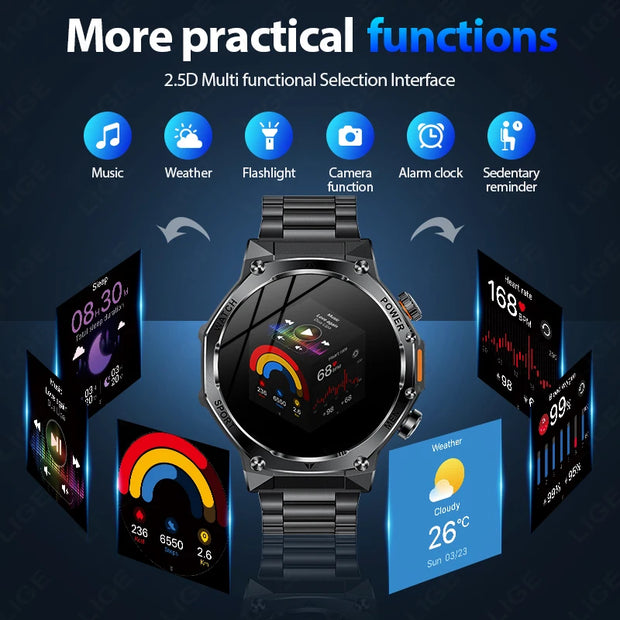 800mAh Large Battery Heart Rate Blood Oxygen Health Smartwatch