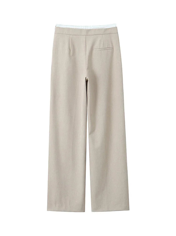 Willshela Women Fashion Solid Lace Up Side Zipper Straight Pants Vintage High Elastic Waist Female Chic Lady Trousers