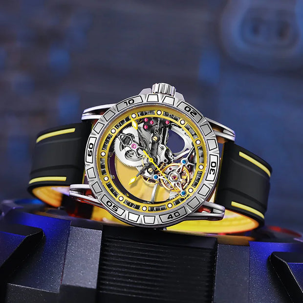 Men's Casual Mechanical Watch Automatic Luxury Brand New Sport Watches Man Hollow Out Fashion Waterproof Business Luminous Clock