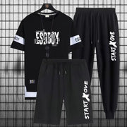 Summer Men's Three Piece Set, Casual Men's New Casual Sports Set Graphic T Shirts