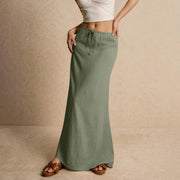 Summer Vacation Women's Summer Maxi Skirt Drawstring Low Waist A Line Casual Skirts Bodycon Long Skirt Beach Women's clothing