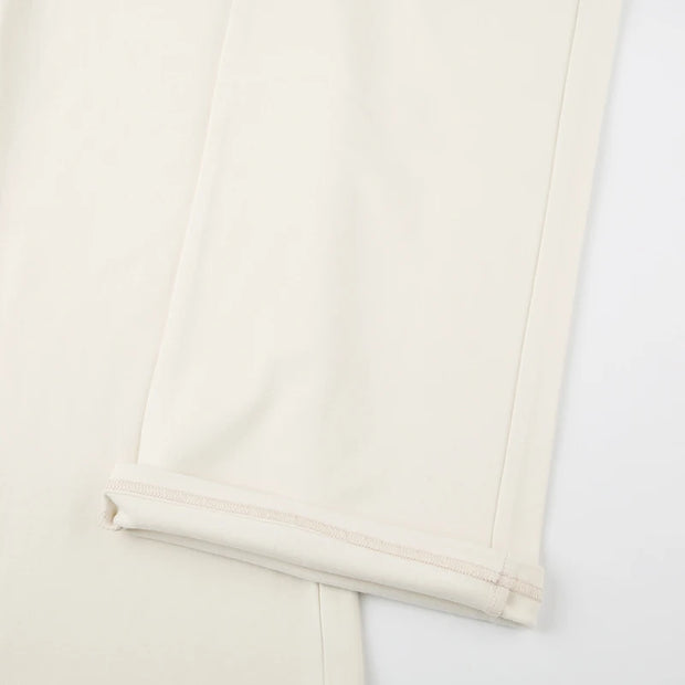 Cuteandpsycho Casual Solid Basic Pants Y2K Chic Floor Length Bottoms Vintage Aesthetic Mid Waist Drawstring Straight Trousers