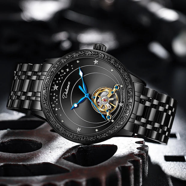 Hollow Tourbillon Automatic Watch for Men Simple Style Luminous Dial Waterproof Mechanical Mens Watches Luxury Reloj Hombre New