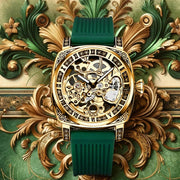 A High-end MEN'S Gold Carved Hollow Fashionable Retro Luminous Business and Leisure Fully Automatic Mechanical Watch