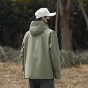 Men Outdoor Hiking Camp Waterproof Windproof Outerwear Spring Fall Lightweight Tops Fashion Casual Daily Coat Hooded Rain Jacket