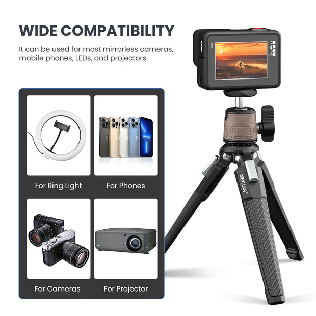 Mini Tripod Full Metal Selfie Stick Desktop Tripod