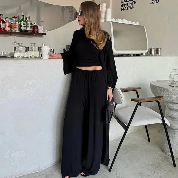 Women's clothing 2025 New summer new casual long cardigan long sleeve top high waist trousers fashion suit for club clothing