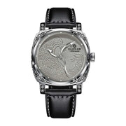 GLENAW  Mechanical Wristwatch Watches Men Surfing Sailboat Pointer Luminous Transparent Skeleton Mechanical Leather Male Clock